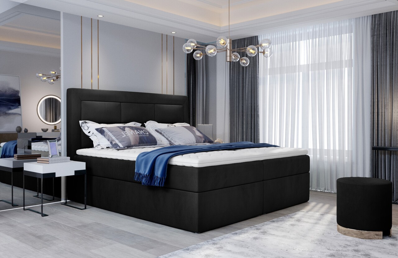 Pat tapitat cu lada depozitare, 180×200 cm, ELTAP, VIV-18-1.8, Vivre, lemn/poliester, negru Saltele Pat tapitat cu lada depozitare, 180×200 cm, ELTAP, VIV-18-1.8, Vivre, lemn/poliester, negru Saltele